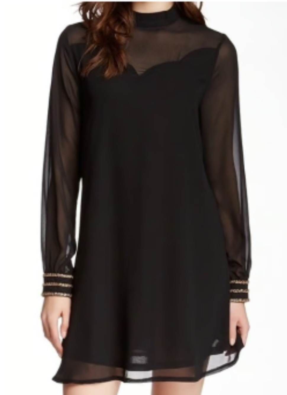 R+J beaded sheer black sweetheart neckline open back dress Size M Whimsigoth